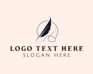 Feather - Quill Blogger Author logo design