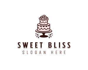 Floral Wedding Cake logo design