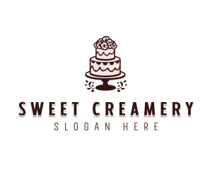 Floral Wedding Cake logo design