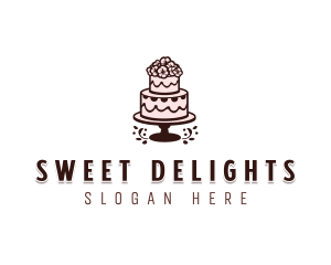 Floral Wedding Cake logo design