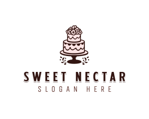 Floral Wedding Cake logo design