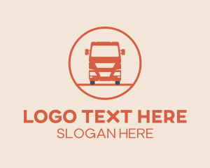 Truck - Orange Freight Truck Emblem logo design