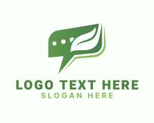 Talk - Chat Box Leaf logo design