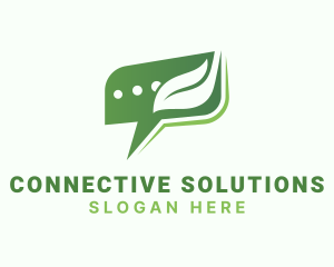 Communicate - Chat Box Leaf logo design