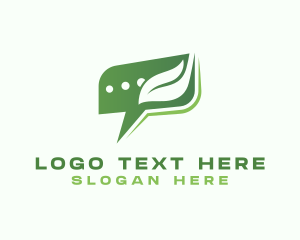 Eco - Chat Box Leaf logo design