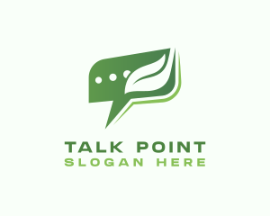 Discuss - Chat Box Leaf logo design