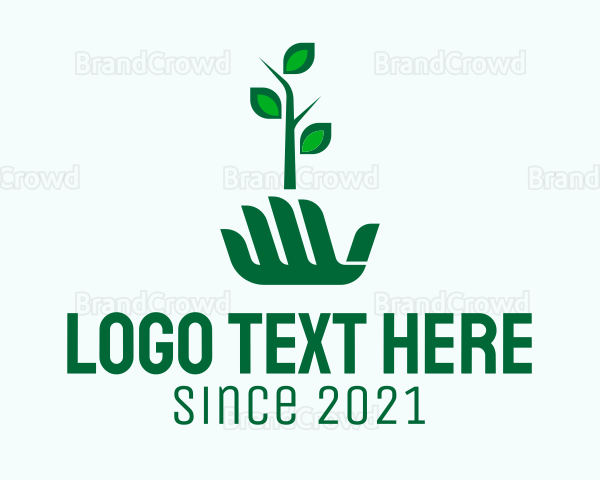 Hand Seedling  Plant Logo