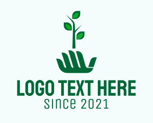 Landscaping - Hand Seedling  Plant logo design