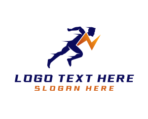 Runner - Lightning Running Man logo design