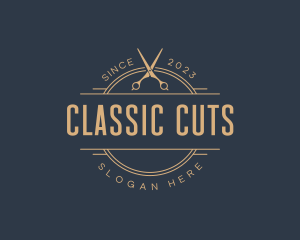 Upscale Barber Scissors logo design