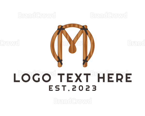 Wood Craft Letter M Logo