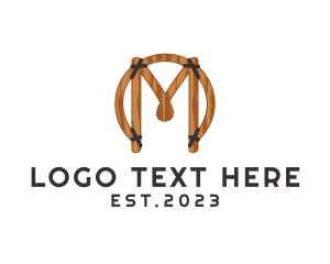 Texture - Wood Craft Letter M logo design