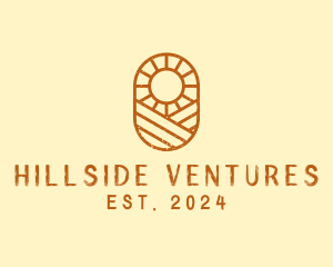 Hillside - Rustic Farm Sun logo design