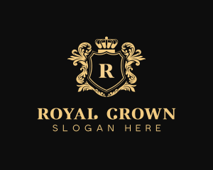 Crown Wreath Shield logo design