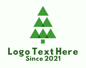 Pine Tree - Geometric Christmas Tree logo design