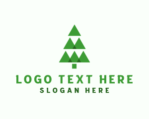 Pine Tree - Geometric Christmas Tree logo design