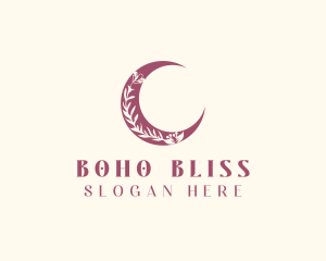 Boho Floral Crescent logo design
