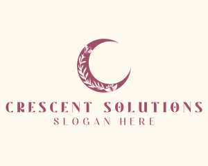Crescent - Boho Floral Crescent logo design