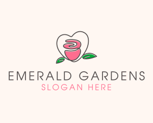 Floral Rose Heart logo design