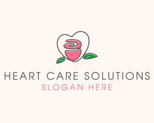 Floral Rose Heart logo design