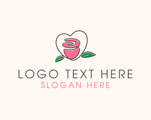 Romantic - Floral Rose Heart logo design