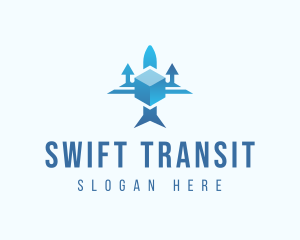 Transit - Airplane Package Logistics logo design