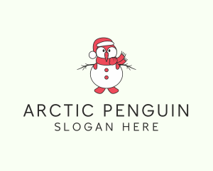 Christmas Penguin Snowman logo design