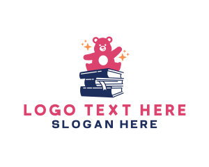 Kids - Bear Book Library logo design