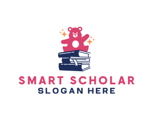 Teacher - Bear Book Library logo design