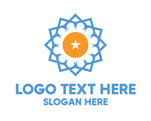 Tri - Blue Star Flower logo design