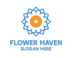 Blue Star Flower logo design