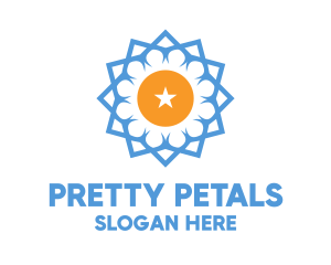 Blue Star Flower logo design