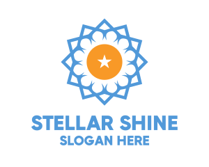 Blue Star Flower logo design