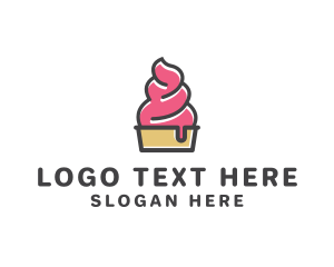 Creamery - Strawberry Yogurt Dessert logo design