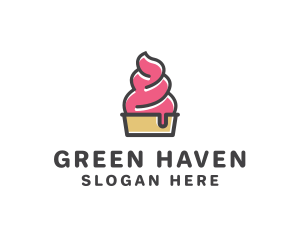 Strawberry Yogurt Dessert logo design