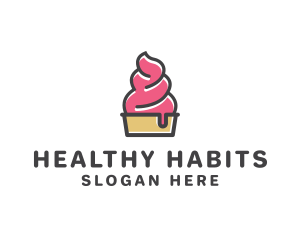 Strawberry Yogurt Dessert logo design