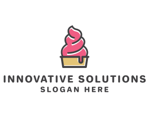 Strawberry Yogurt Dessert logo design