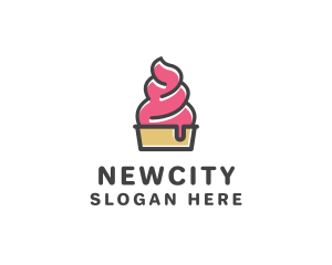 Strawberry Yogurt Dessert logo design