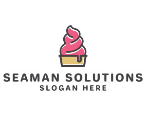 Strawberry Yogurt Dessert logo design