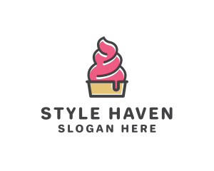 Strawberry Yogurt Dessert logo design