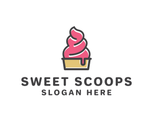 Gelato - Strawberry Yogurt Dessert logo design