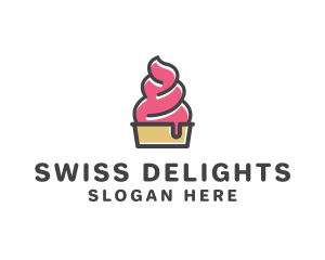 Strawberry Yogurt Dessert logo design