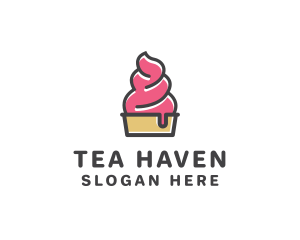 Strawberry Yogurt Dessert logo design