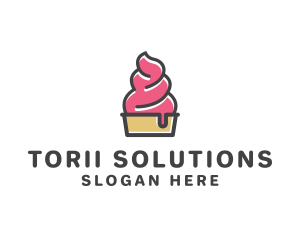 Strawberry Yogurt Dessert logo design