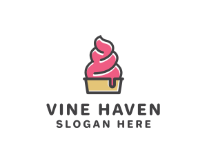 Strawberry Yogurt Dessert logo design