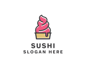 Strawberry Yogurt Dessert logo design