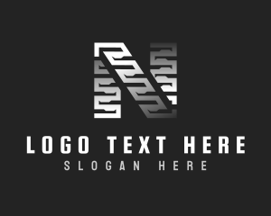 Construction Zigzag Letter N logo design