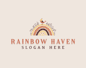 Rainbow Bird Boho logo design