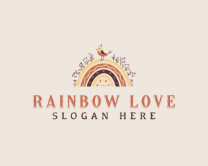 Rainbow Bird Boho logo design