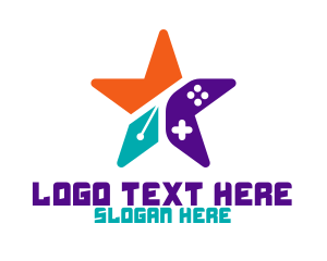 Gamer Youtuber - Gaming Pen Star logo design